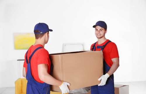 Packed boxes and furniture prepared for a local move