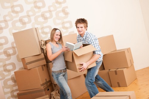 Loading boxes into a van for a flat move in Sydenham