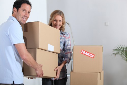 Furniture being carefully moved with a removals van service
